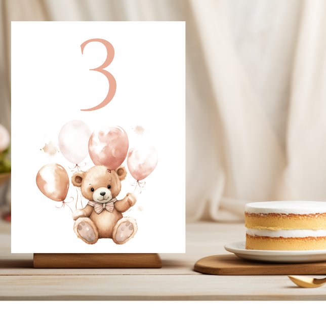 Styrda med ballonger | BABY ROSA Bordsnummer (Skapare uppladdad)