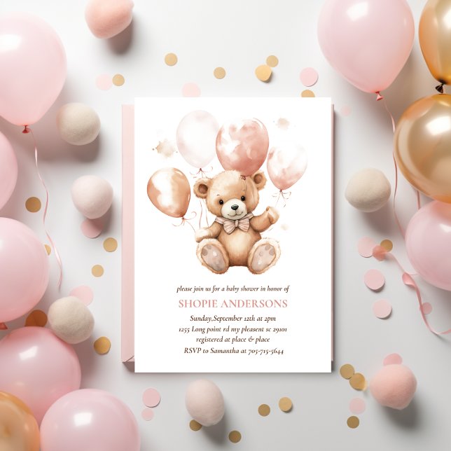 Styrda med ballonger | BABY ROSA Inbjudningar (Skapare uppladdad)
