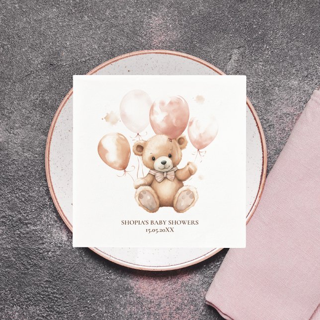 Styrda med ballonger | BABY ROSA Pappersservett (Skapare uppladdad)