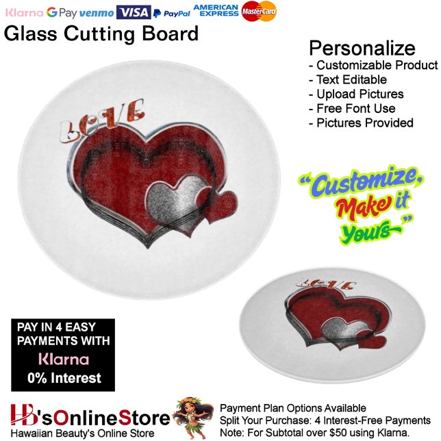 Styrelsen (Love Heart White Cooking Kitchen Glass Cutting Board.)