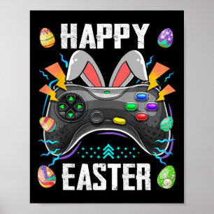 Styrenhet med Bunny Öron Funny Påsk Video Game Poster