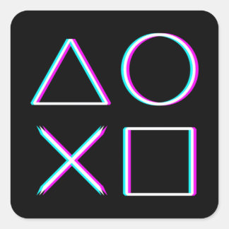 Styrenhetsknappar Neon Glitch Art Spelare Fyrkantigt Klistermärke