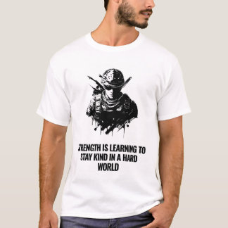 Styrka är att lära sig förbli snäll i en svår värl t shirt