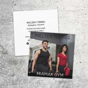 Styrka Cardio Gym Fitness Personal Trainer Fyrkantigt Visitkort