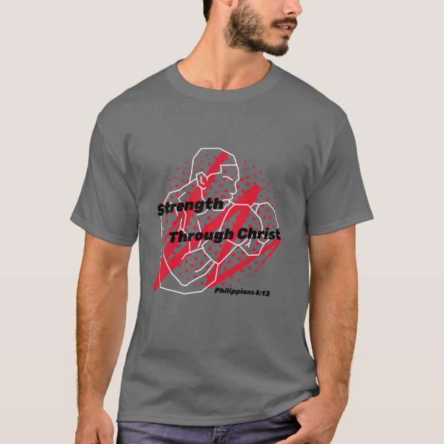 Styrka genom Kristus | Kristna Idrottare T Shirt (Framsida)