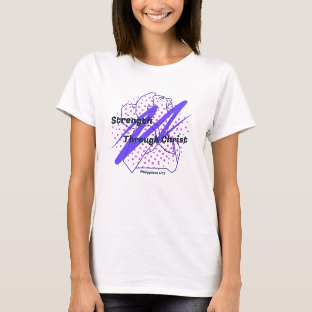 Styrka genom Kristus | Kristna Idrottare | Wom T Shirt (Framsida)