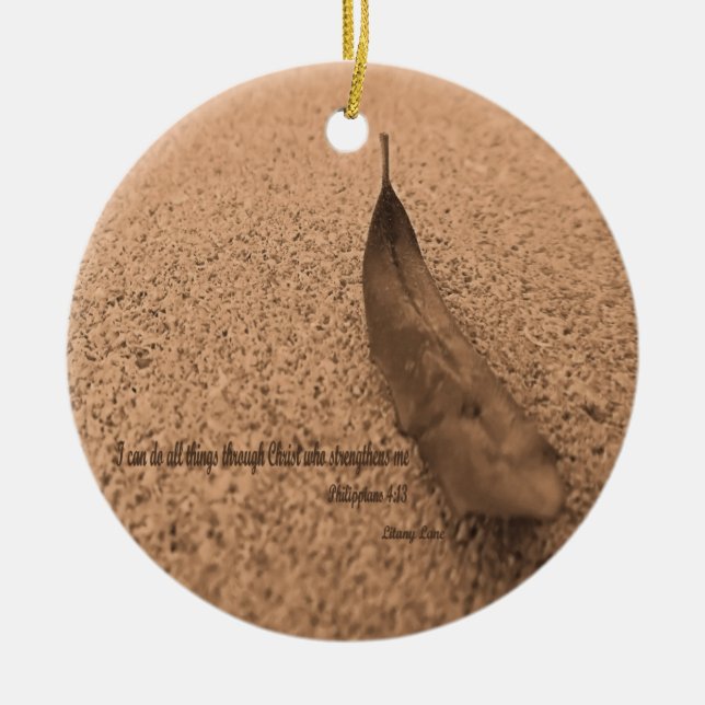 Styrka genom Kristus Phil 4:13 Skript Julgransprydnad Keramik (Framsidan)