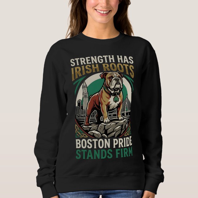 Styrka Har Irländska Rötter Bulldog  T Shirt (Framsida)