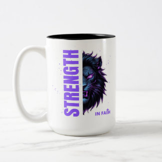 Styrka i Faith Lejon & Kor Emblem Två-Tonad Mugg
