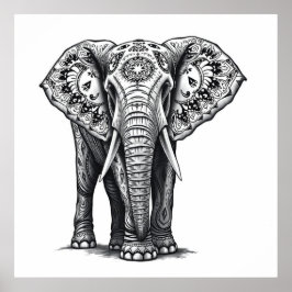 Styrka i helig: Elephant Charcol Art Poster