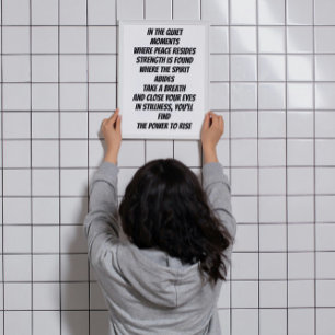 Styrka i Stillness inspirationerande mini-dikt Poster
