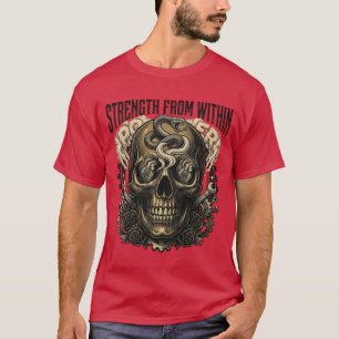 Styrka Inifrån - Gotisk Skalle & Orm Tatuering T Shirt
