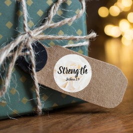 Styrka Joshua 1:9 Verse med Elegant Vit ros Runt Klistermärke