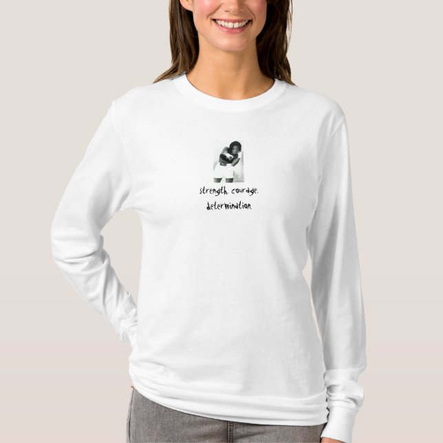Styrka. Kurage. Beslutsamhet. DamHoodie. Tee Shirt (Framsida)