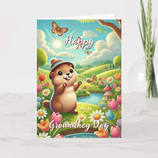 Styrka med Hat Lycklig Groundhog Day & History Car Kort