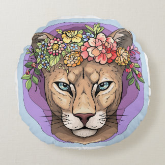 Styrka, nåd, ferocity Cat Pillow Rund Kudde