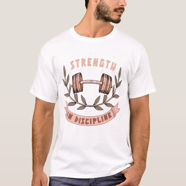 Styrka och disciplin Gymträning T-shirt (Framsida)