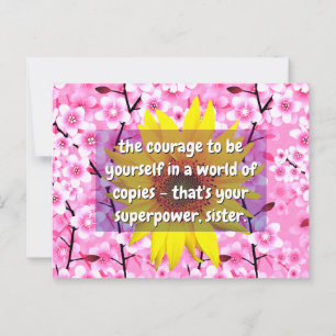 Styrka och mod Syster Citat Blommig Vykort