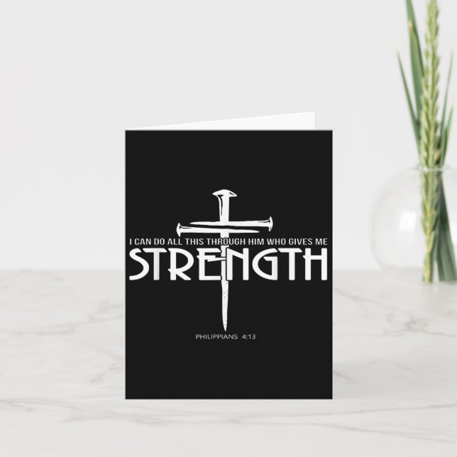 Styrka Och Spik Kors Bibel Vers Kristna  Kort (Framsida)