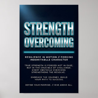 Styrka Övervinnande Motivationsaffisch med Neon Poster