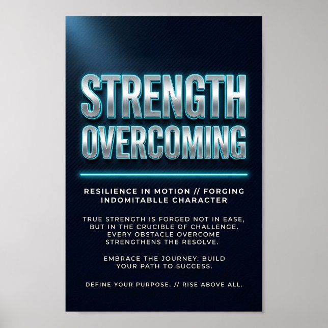Styrka Övervinnande Motivationsaffisch med Neon  Poster (Framsidan)