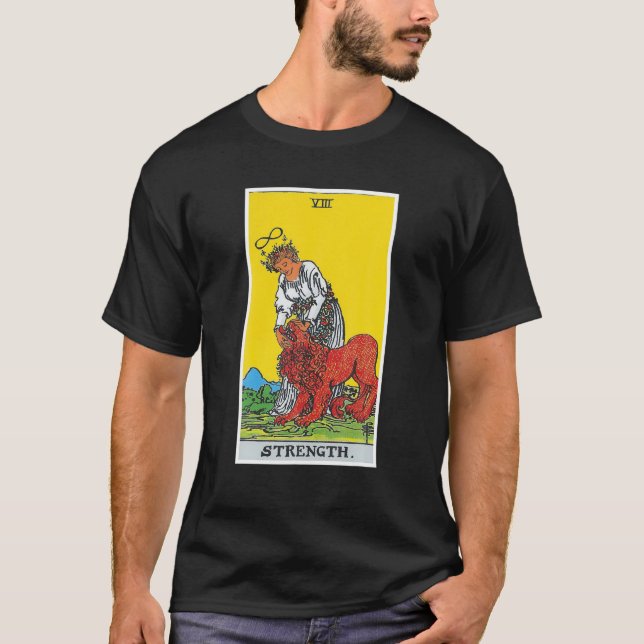 Styrka Tarot Card Occult Tro Divination Magi T Shirt (Framsida)