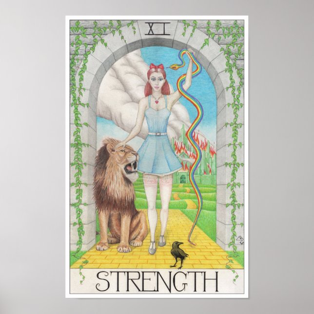 Styrka tarotkort poster (Framsidan)