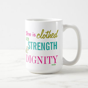 Styrka värdighet Bible Verse Girls inspiration Kaffemugg