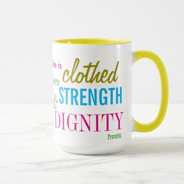 Styrka värdighet Bible Verse Women Girl inspireran Mugg (Höger)