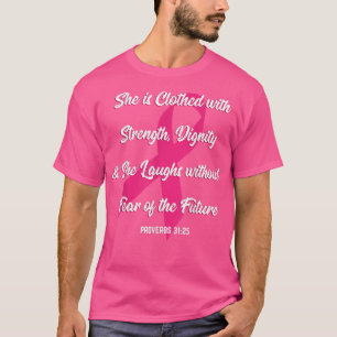 Styrka värdighet Fearless Coola Bröstcancer Medvet T Shirt