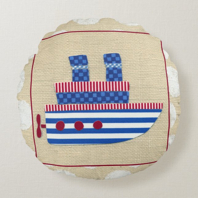 Styrning med propeller och blå röksäckar rund kudde (Framsidan)