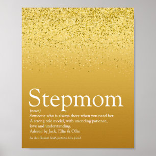 Styv mamma, styvmor Definition Guld Glitter Poster