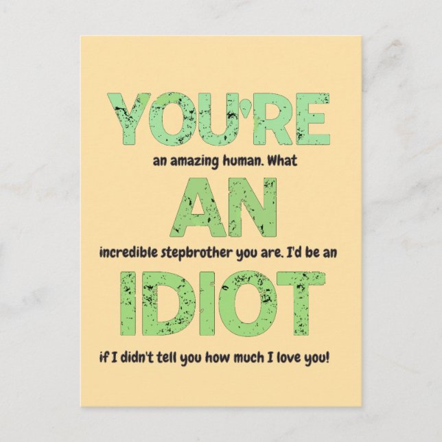 Styvbror, du är en fantastisk mänsklig gåva vykort (Framsida)