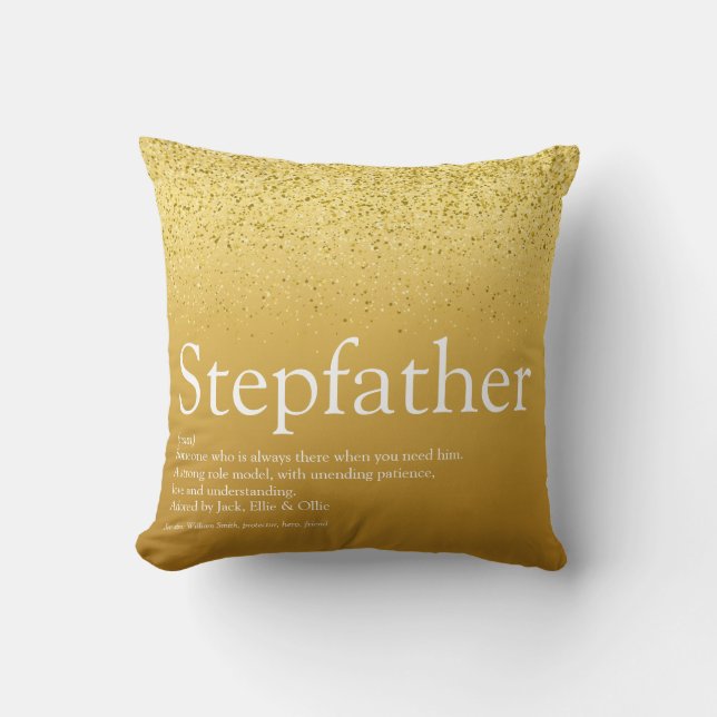 Styvfar, styvpappa Definition Guld Glitter Kudde (Framsida)