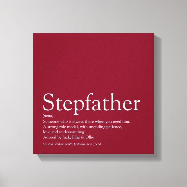 Styvfar, styvpappa Definition Rolig Modern Burgund Canvastryck (Framsida)