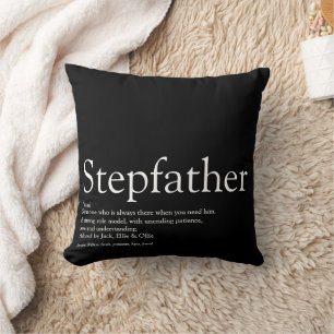 Styvfar, styvpappa Definition Svart och vit Kudde