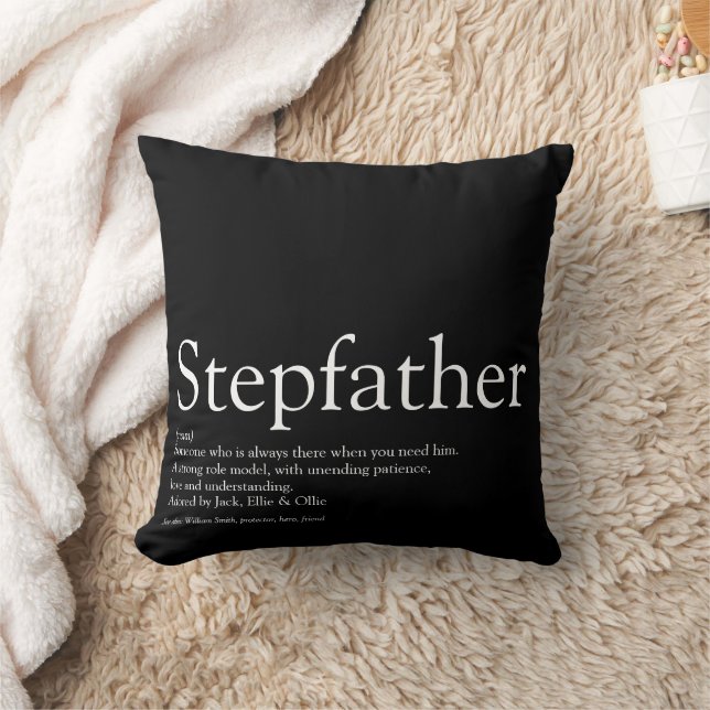 Styvfar, styvpappa Definition Svart och vit Kudde (Filt)