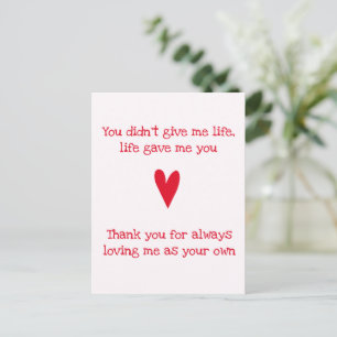 Styvmoder 'Tack' Red Heart Mors dag Vykort