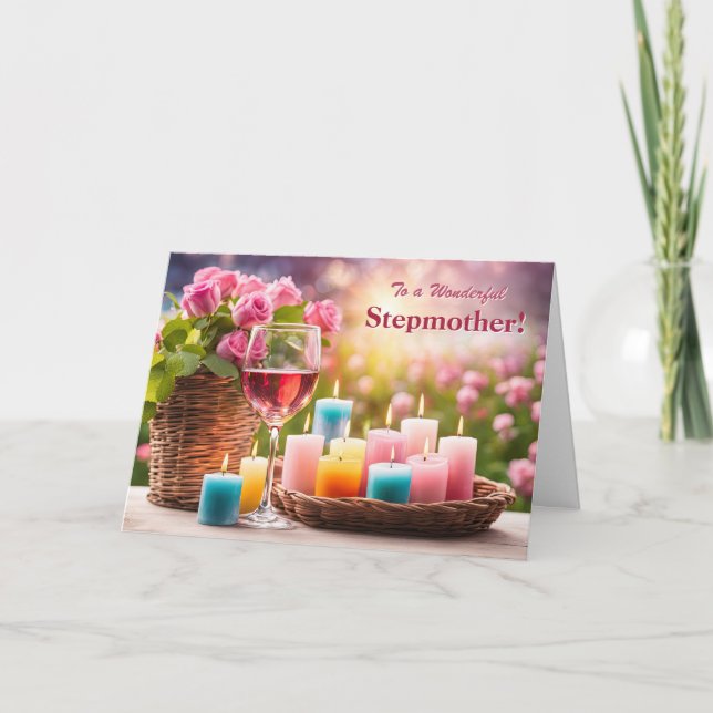Styvmor God mors dag Vacker vin Rosor Helgkort (Framsida)