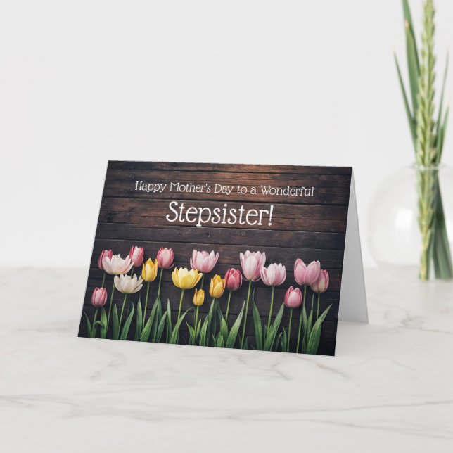 Styvsystern God mors dag Söta tulpaner Kort (Framsida)