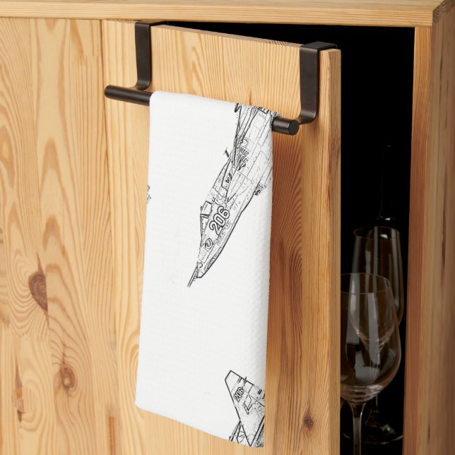 SU 25 Grach sovjetisk frogfoot Flygplan Sketch Kökshandduk (Thirds Fold)