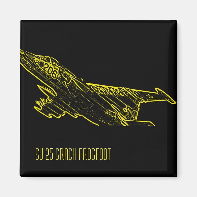 SU 25 Grach sovjetisk frogfoot Flygplan Sketch Magnet (Framsidan)