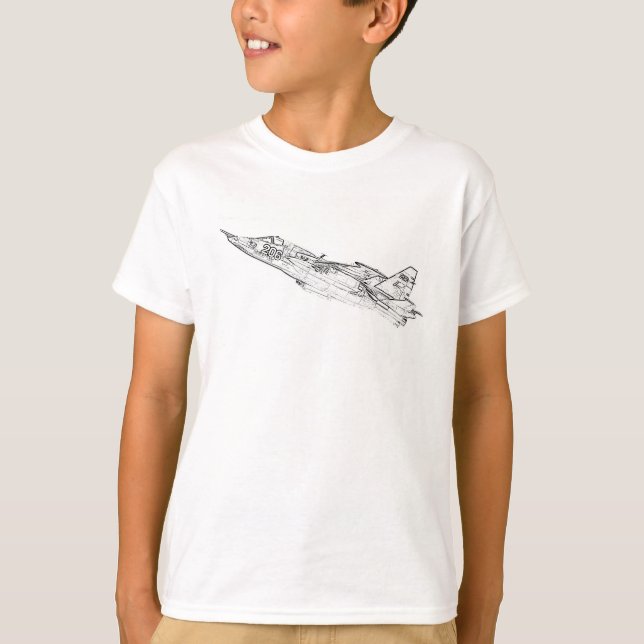 SU 25 Grach sovjetisk frogfoot Flygplan Sketch T Shirt (Framsida)