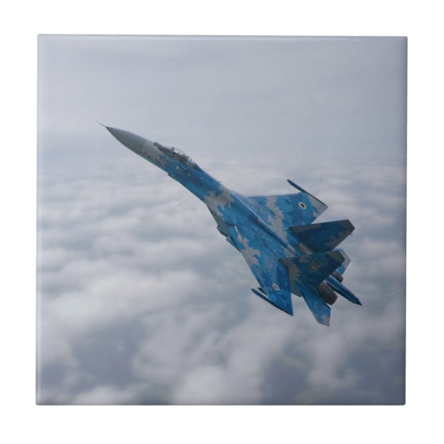 SU-27-flanker ovanför molnen Kakelplatta (Framsidan)