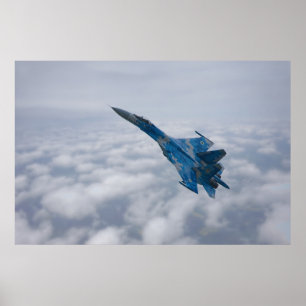 SU-27-flanker ovanför molnen Poster