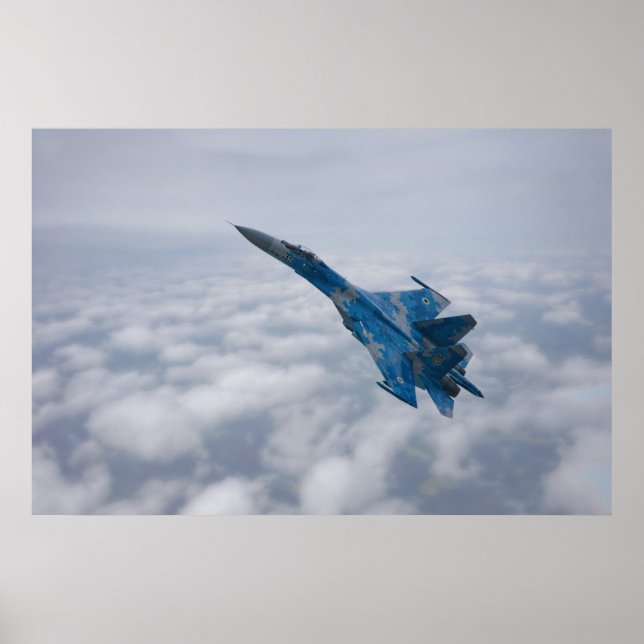 SU-27-flanker ovanför molnen Poster (Framsidan)
