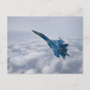 SU-27-flanker ovanför molnen Vykort