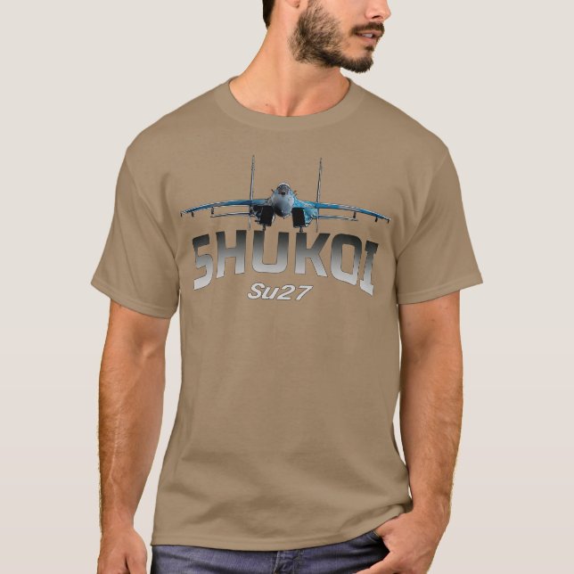 SU 27 Sukhoi Flanker Jet Fighters T Shirt (Framsida)
