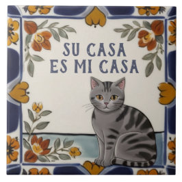 Su Casa es Mi Casa - Funny Spanish Cat Humor Kakelplatta