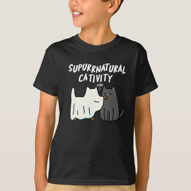 Su-purr-natural Catitivite Cat Pun Mörk BG T Shirt (Framsida)